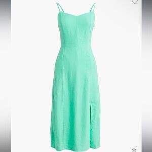 Linen-Blend Slip Midi Dress